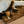 4 step wooden pet stairs in Early American stain beside a bed in a bedroom