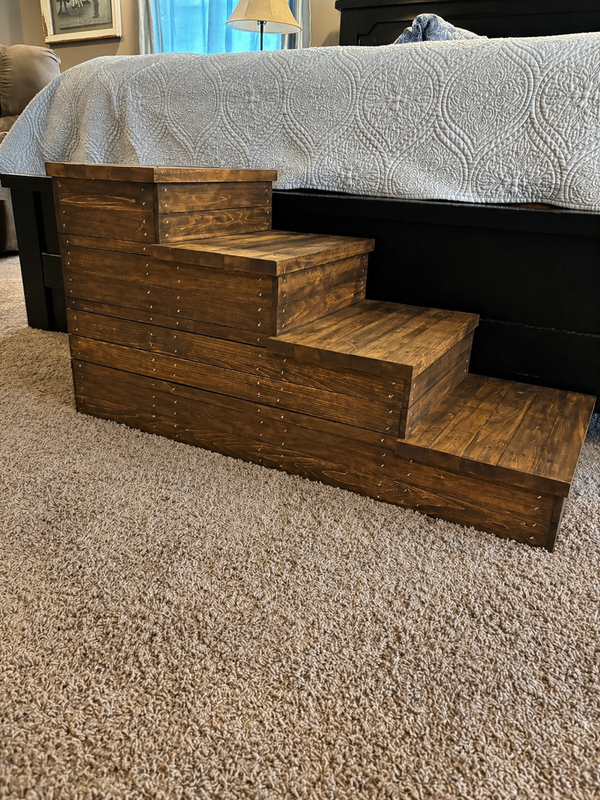 4 Step Wooden Pet Stairs for High Beds – Early American Dog Bed Steps