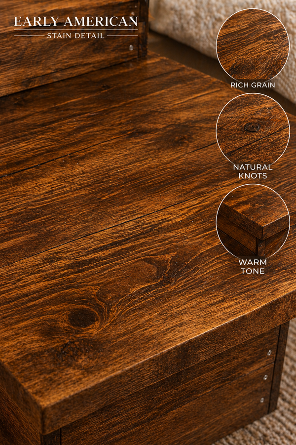 4 Step Wooden Pet Stairs for High Beds – Early American Dog Bed Steps