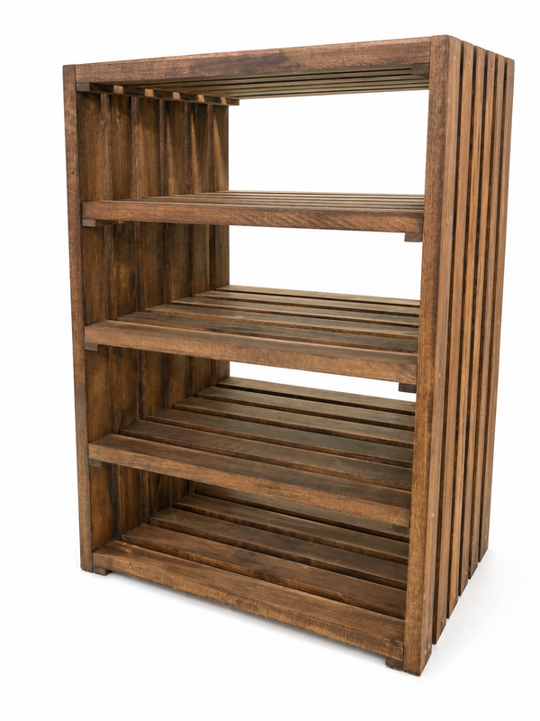 4 Tier Wooden Shoe Rack – Early American Entryway Shoe Organizer