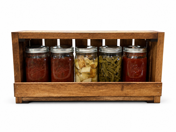 5-Jar Wooden Canning Jar Storage Rack – Quart Mason Jar Organizer