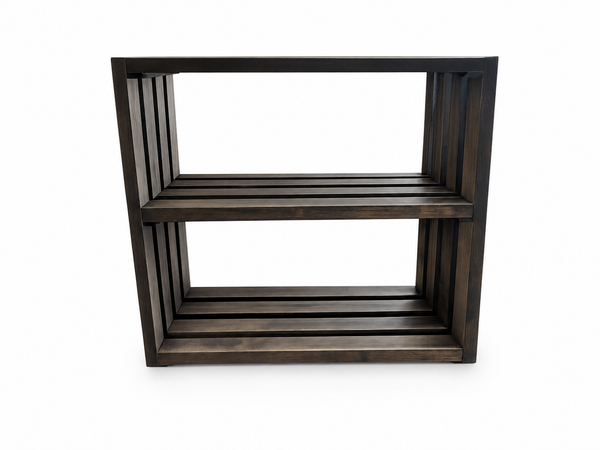 Small Wooden Bookshelf – Dark Walnut Stackable Storage Shelf