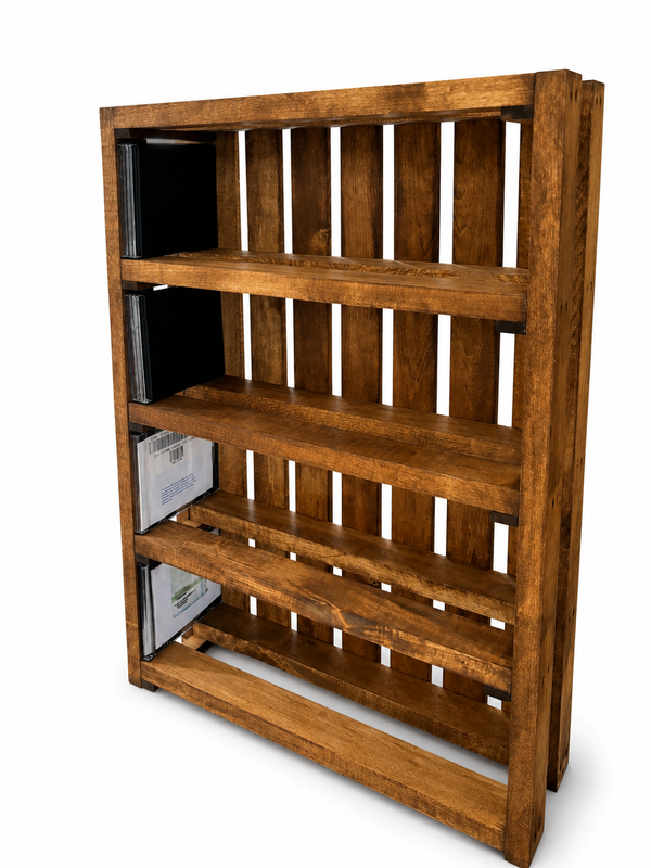 Wooden CD Storage Rack – Early American Music Media Shelf
