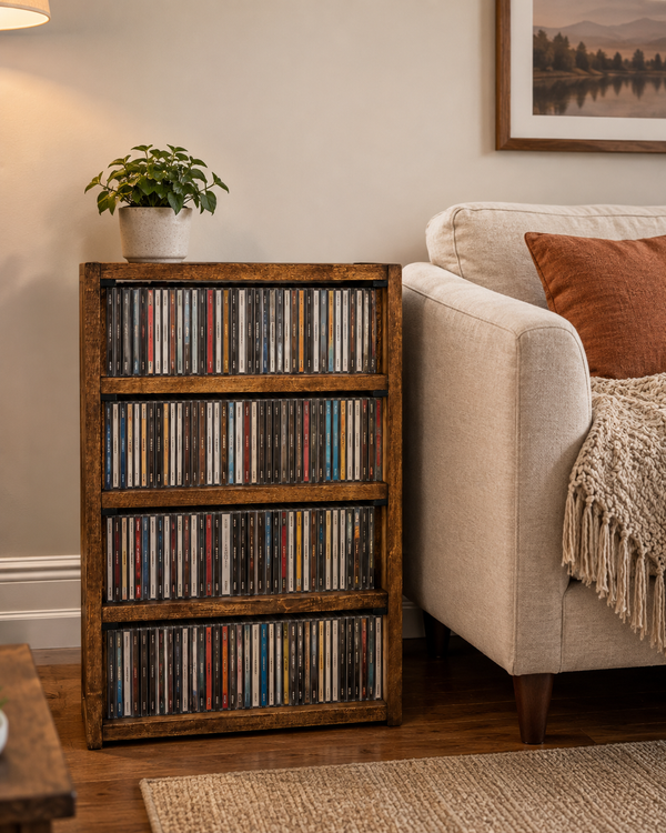 Wooden CD Storage Rack – Early American Music Media Shelf
