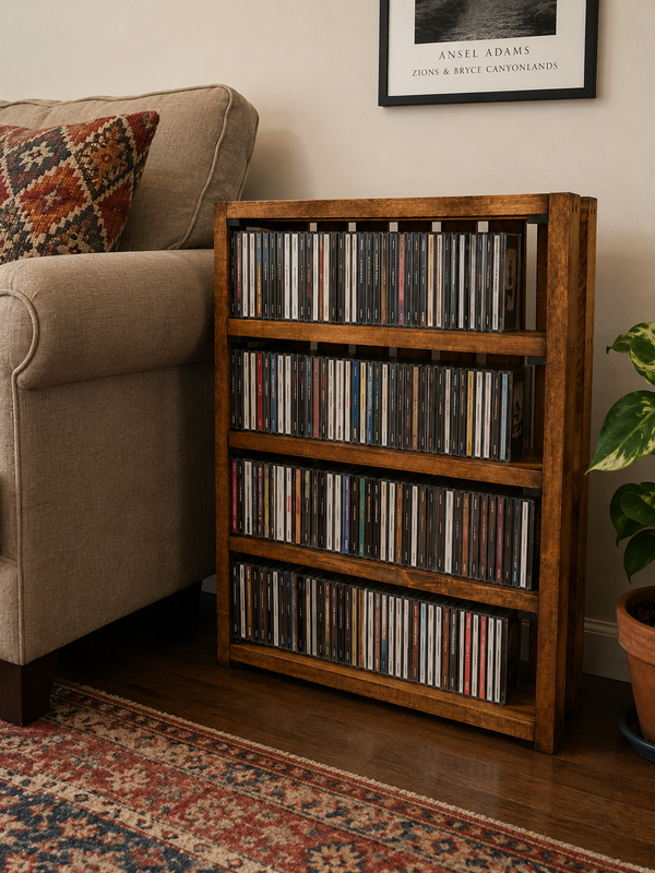 Wooden CD Storage Rack – Early American Music Media Shelf
