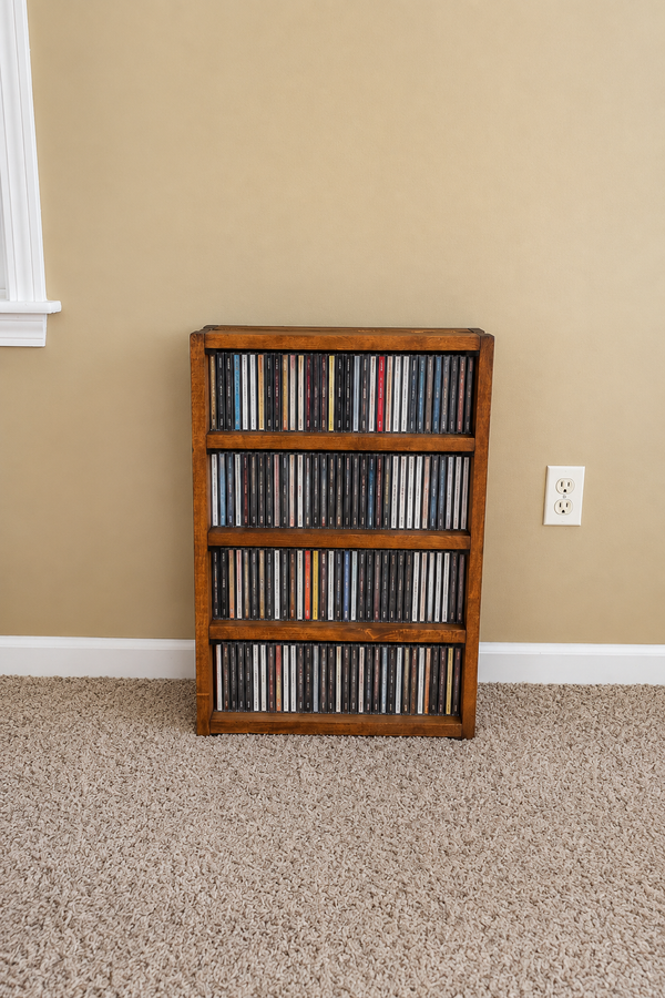 Wooden CD Storage Rack – Early American Music Media Shelf