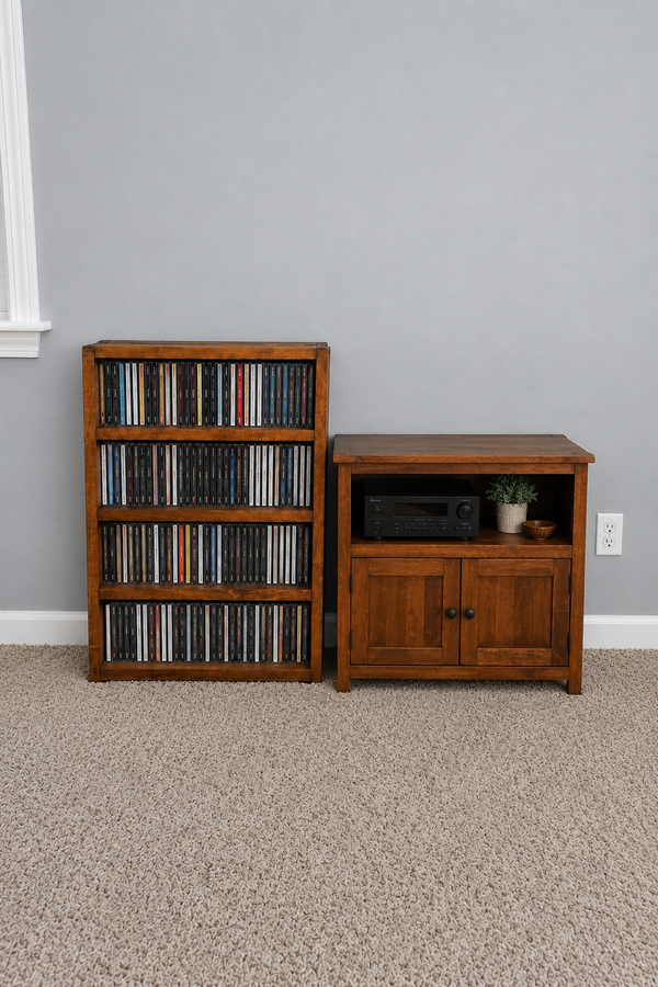 Wooden CD Storage Rack – Early American Music Media Shelf