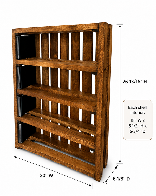 Wooden CD Storage Rack – Early American Music Media Shelf