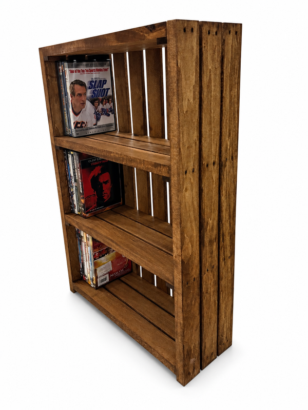 Wooden DVD Storage Rack – Early American Movie & Blu-ray Shelf