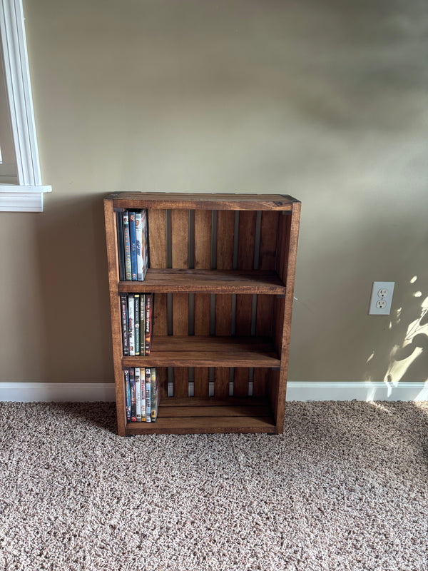 Wooden DVD Storage Rack – Early American Movie & Blu-ray Shelf