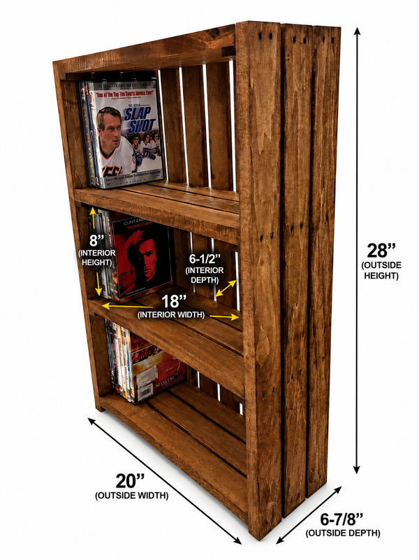 Wooden DVD Storage Rack – Early American Movie & Blu-ray Shelf