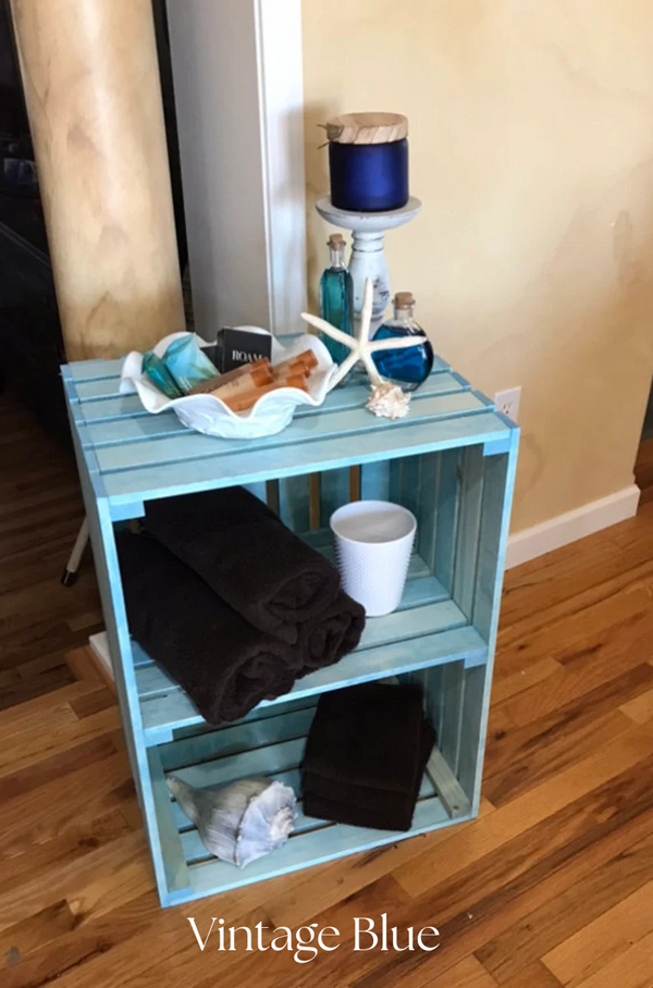 Rustic Wooden Crate Stand | Dark Stained 2-Tier Storage Shelf for Dorm Rooms & Small Spaces
