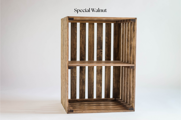Rustic Wooden Crate Stand | Dark Stained 2-Tier Storage Shelf for Dorm Rooms & Small Spaces