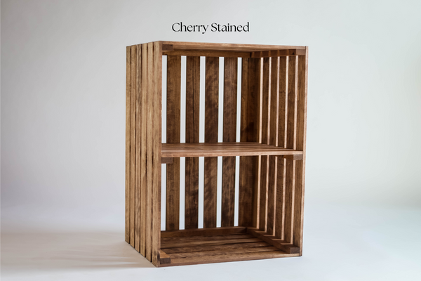 Rustic Wooden Crate Stand | Dark Stained 2-Tier Storage Shelf for Dorm Rooms & Small Spaces