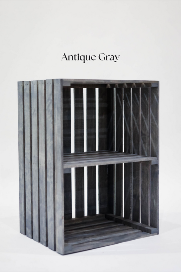 Rustic Wooden Crate Stand | Dark Stained 2-Tier Storage Shelf for Dorm Rooms & Small Spaces