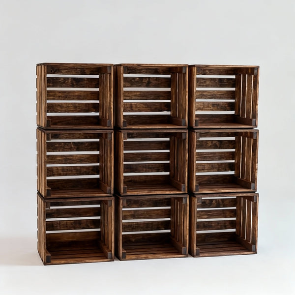 Rustic Wooden 9-Crate Storage Shelf | Farmhouse Organizer & Display