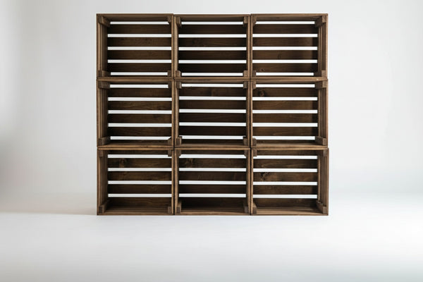 Rustic Wooden 9-Crate Storage Shelf | Farmhouse Organizer & Display