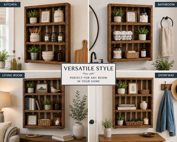 Wooden Wall Shelf – Early American Rustic Farmhouse Display Shelf
