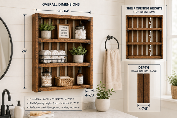 Wooden Wall Shelf – Early American Rustic Farmhouse Display Shelf