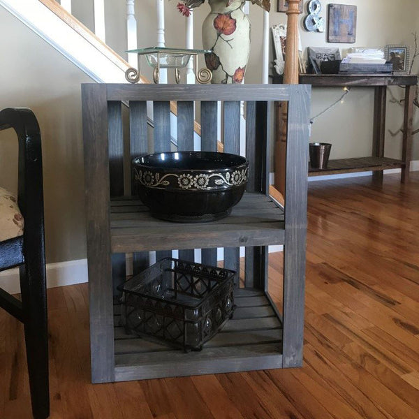 End Table/Nightstand Wood Crate Antique Gray Stained