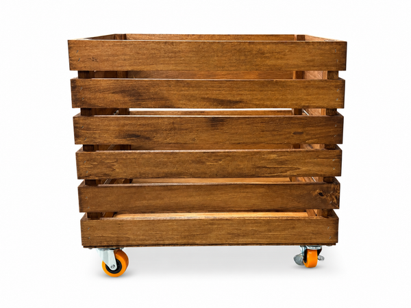 Oversized Rolling Wooden Crate with Casters – Rustic Storage Bin