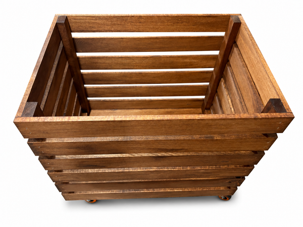 Oversized Rolling Wooden Crate with Casters – Rustic Storage Bin