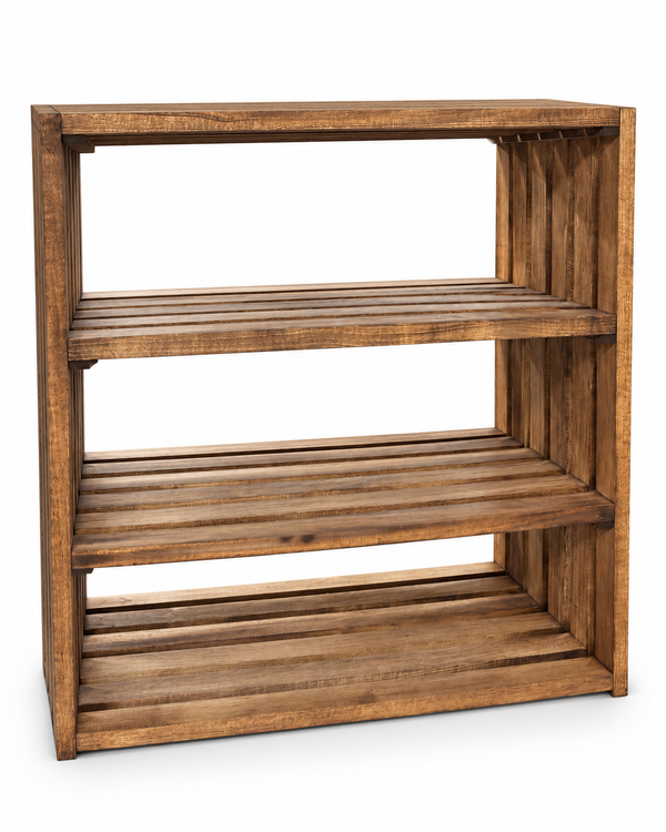 Wide 4-Tier Solid Wood Shoe Rack – Early American