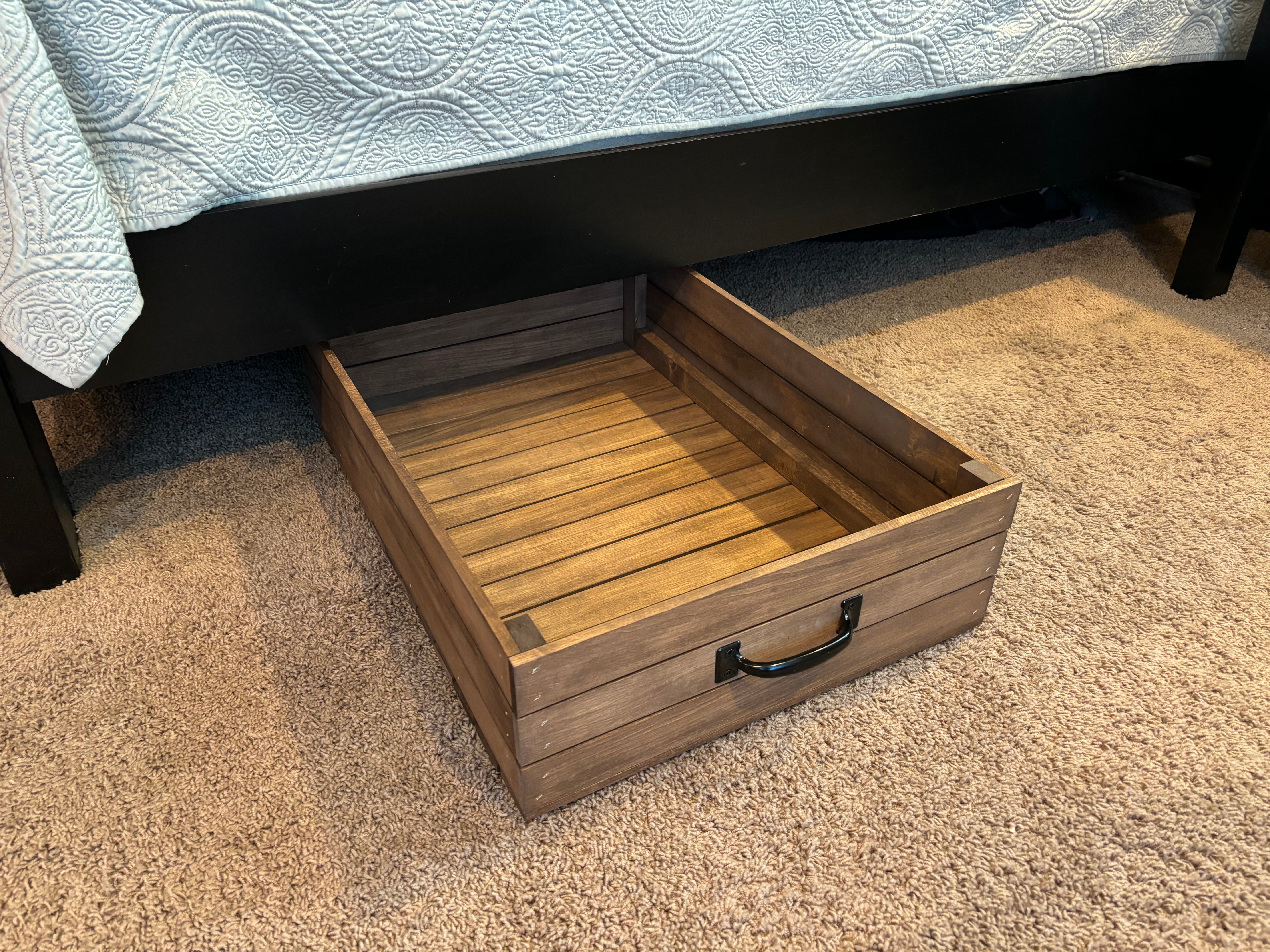 Farmhouse Under Bed Storage Drawer – Sliding Wooden Organizer for Clos – darlastudio66