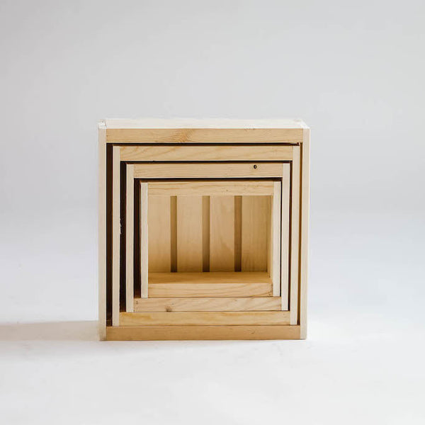 Natural Rustic Wood Crates - Set of 4 Bundle