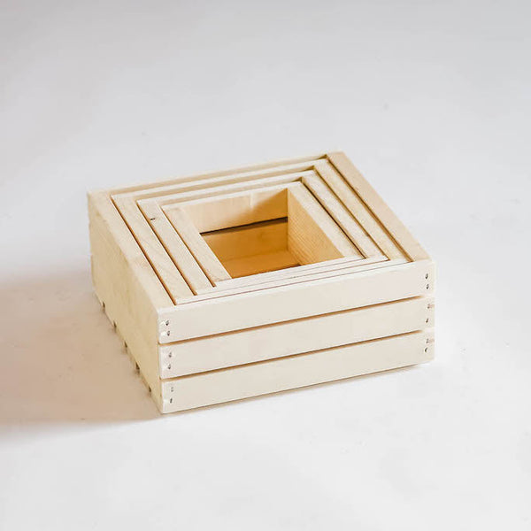Natural Rustic Wood Crates - Set of 4 Bundle