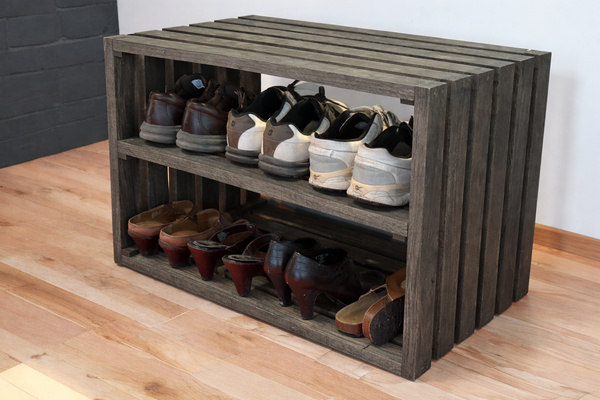 Rustic Wooden Shoe Rack – Antique Gray