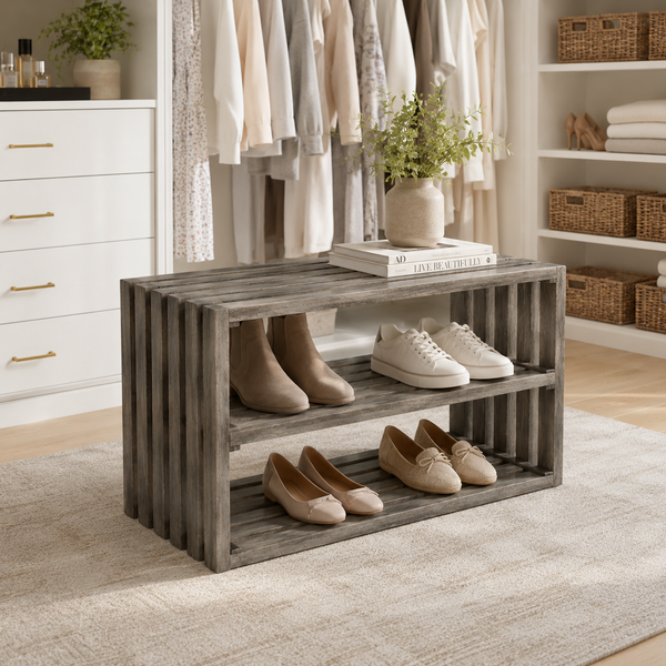 Rustic Wooden Shoe Rack – Antique Gray
