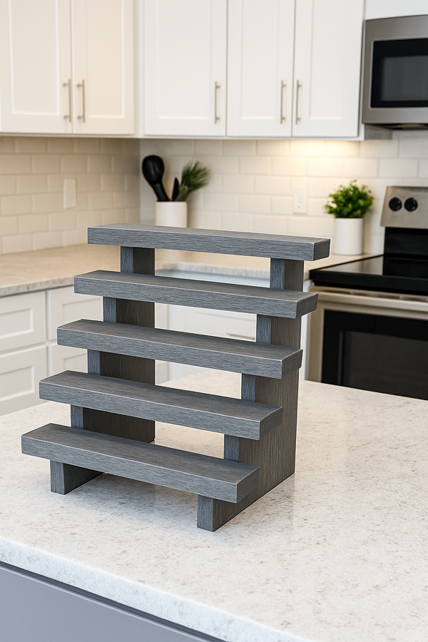 Mini cupcake stand in antique gray stain, farmhouse rustic cupcake display