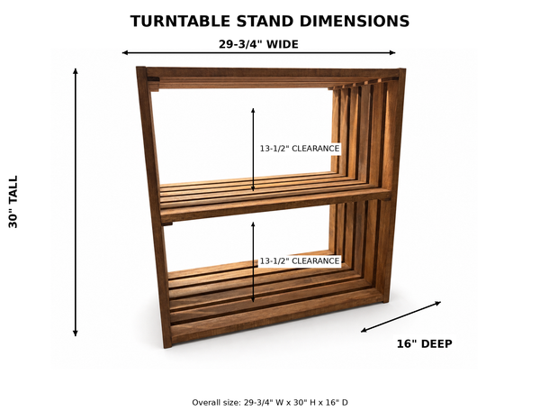 Wooden Turntable Stand with Vinyl Record Storage – Early American Record Player Stand