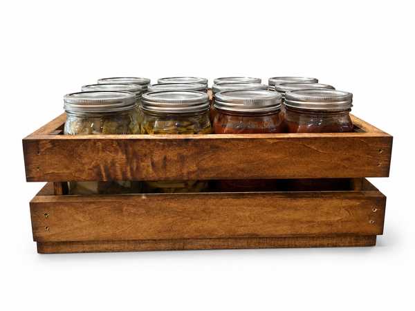 Wooden Canning Jar Crate – Early American 12 Quart Mason Jar Holder