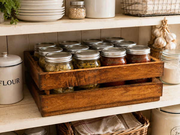 Wooden Canning Jar Crate – Early American 12 Quart Mason Jar Holder