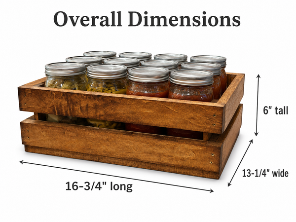 Wooden Canning Jar Crate – Early American 12 Quart Mason Jar Holder