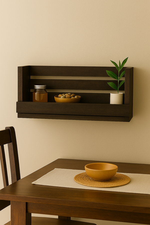 Farmhouse wall shelf in Vintage Dark
 stain, rustic wall mounted organizer