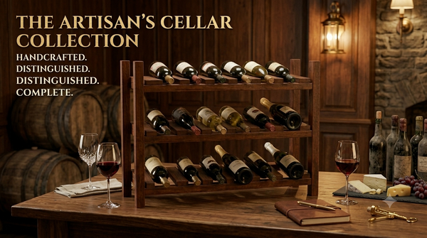 Wooden Wine Rack – Early American 18 Bottle Countertop Wine Holder