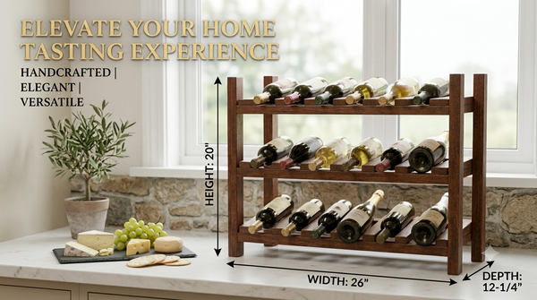 Wooden Wine Rack – Early American 18 Bottle Countertop Wine Holder