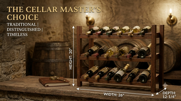 Wooden Wine Rack – Early American 18 Bottle Countertop Wine Holder