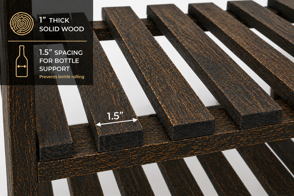 Wooden Wine Rack – Dark Walnut 18 Bottle Rustic Wine Holder