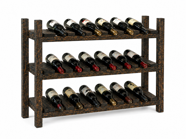 Wooden Wine Rack – Dark Walnut 18 Bottle Rustic Wine Holder