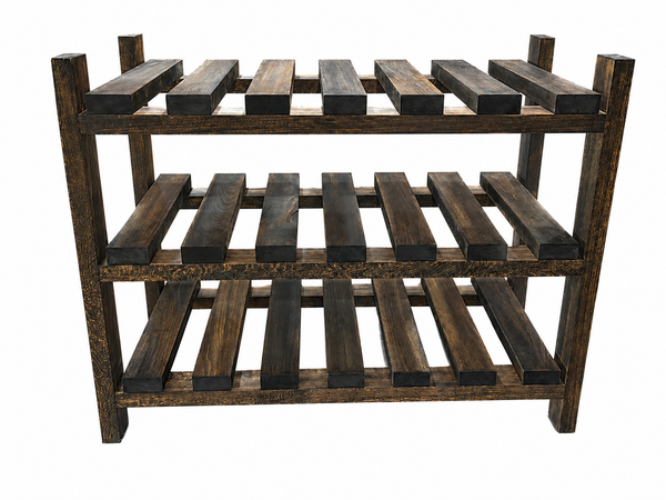 Wooden Wine Rack – Dark Walnut 18 Bottle Rustic Wine Holder