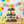 Handmade antique gray wooden cupcake stand holding cupcakes at a colorful birthday party.