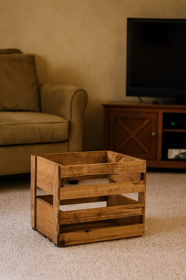 Rustic cherry vinyl record storage crate for LP albums