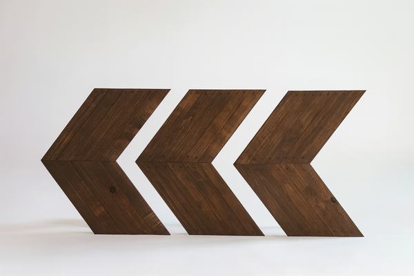 Rustic Wooden Chevron Wall Art Set – 3 Piece Dark Walnut Farmhouse Decor (16.5" × 15.5")