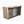 Rustic wooden DVD holder filled with movies, white background.
