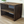 Farmhouse style dark walnut wood shoe organizer with two shelves
