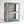 Rustic gray wooden end table with two shelves on white background.